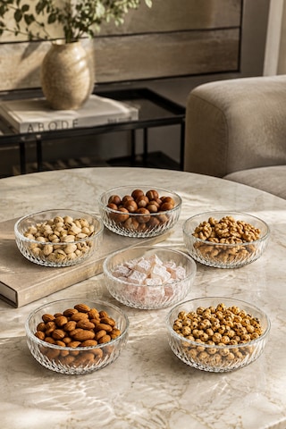 Porsima 13917-1 Aren Mozaik 12 Parça Cam Sunum Seti - 6 Kişilik Pasta Tabağı & Çerezlik Yok