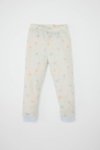 DeFacto Kız Bebek Pijama Takım Kelebek Desenli Bisiklet Yaka Uzun Kollu Üst Beli Lastikli Uzun Alt D3440A524WNER98 Ekru