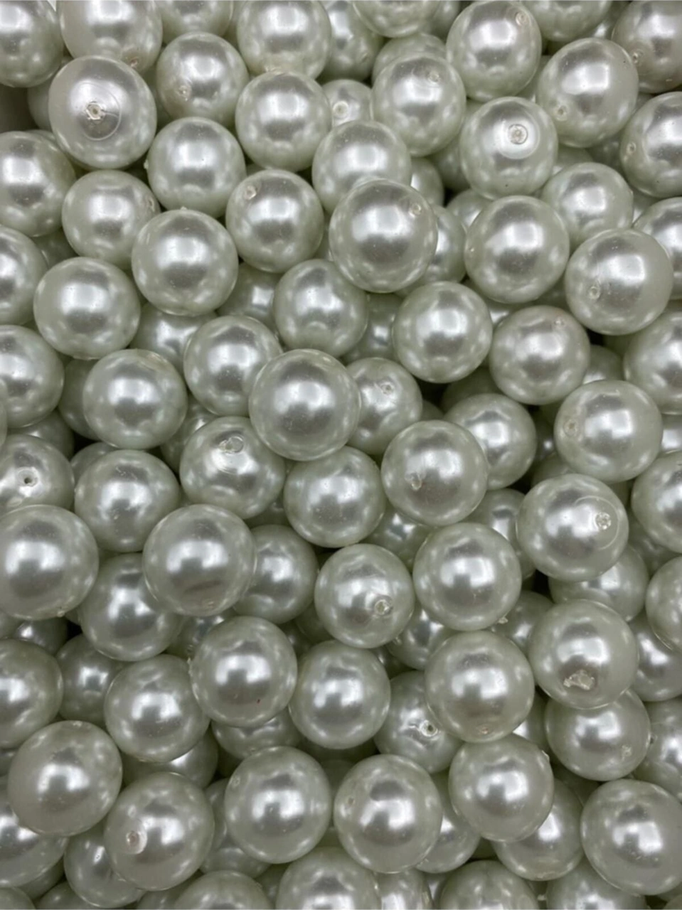 14 Mm Beyaz Renk Cam Inci Boncuk, Takı Aksesuar Yapım Boncuğu 50gr,- Ort 30 Adet