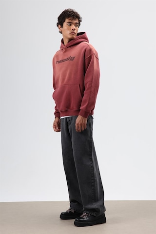 Vamos Oversize Baskılı Yıkamalı Hoodie Bordo