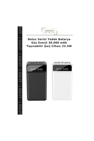 Delux Serisi Yedek Batarya Güç Enerji 30.000 Mah Taşınabilir Şarj Cihazı 22.5w Çok Renkli