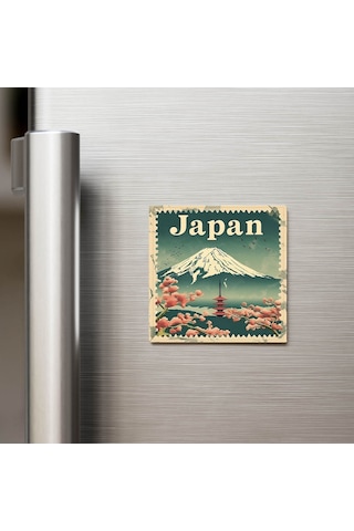 Japonya Japan - Posta Pulu Temalı Ülke - Baskılı Buzdolap Magneti Kare - 9x9 Cm
