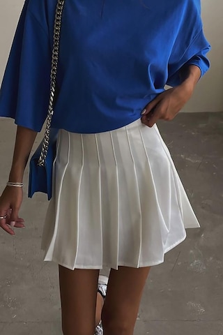 Madmext Mad Girls Beyaz Pileli Etek Mg1385