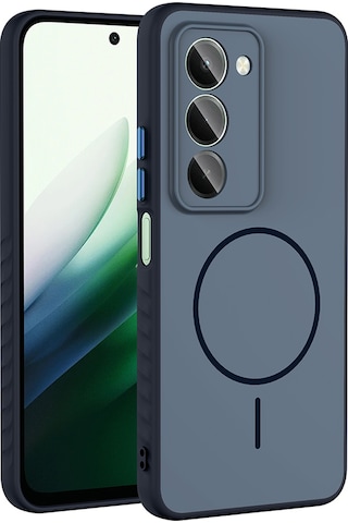 Xiaomi Redmi 15 Kılıf M-safe Şarj Özellikli Zore Tea Kapak Lacivert