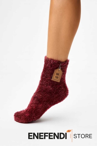 Nf Nd Enefendi 2 Çift Termal Kışlık Peluş Unisex Çorap - Dikişsiz Tüylü Ev Ve Parti Çorabı Kırmızı-siyah 36-41 Renkli