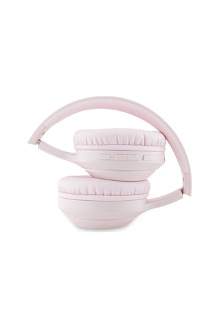 Guess Klasik Logo Lisanslı Katlanabilir Ayarlanabilir Metal Klasik Logolu Kulak Üstü Bluetooth Kulaklık Pembe