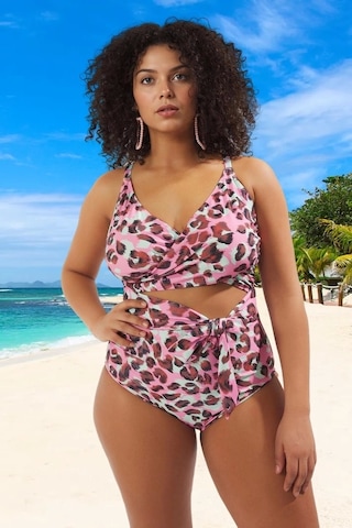 Ersefa Konforlu Plus Size Mayo Tasarım Büyük Beden Plaj Kıyafeti Tam Des Çok Renkli