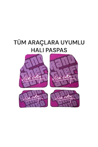 Lüx Oto Halı Paspas Desenli Yıkanabilir Unıversal Her Araca Uyumlu Gta Pembe