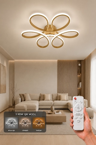 Niva Led Plafonyer Avize 3 Renk Kumandalı Eskitme