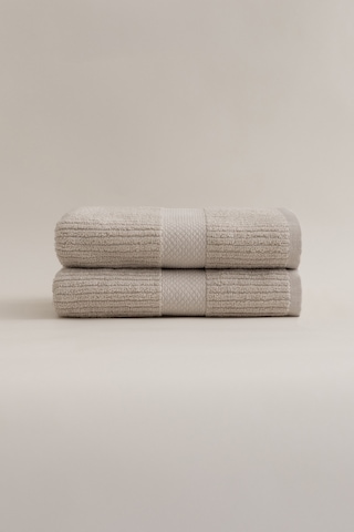 Ivory Bej Fitilli Mikro Fiber %100 Pamuk 2li El Yüz Havlusu Seti Bej