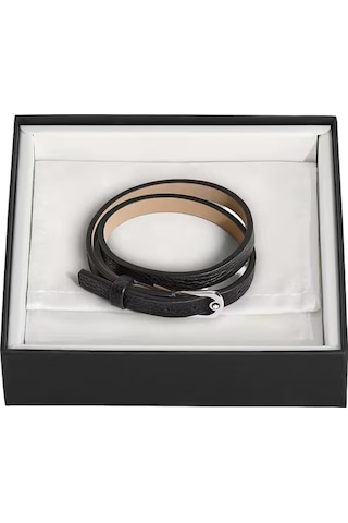 Montblanc Grain Deri At Nalı Tokalı Bileklik 136938 Siyah