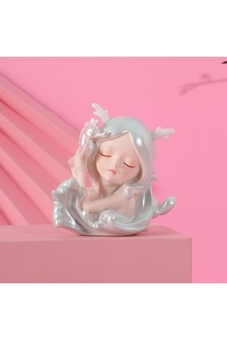 Opulentliving Ofis Dekorasyonu Sevimli Küçük Kız Figürü Doğum Günü Hediyesi 8 Cm Reçine Küçük