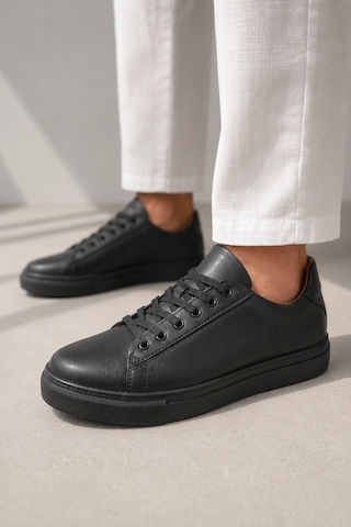 Mevese Austin Bağcıklı Cilt Erkek Günlük Sneaker Ayakkabı - Siyah