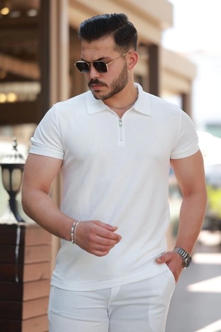 Defymoda Erkek Şort Tişört Alt Üst Takım Beyaz