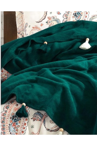 İyi Geceler İstanbul Boho Chic Çift Kişilik Battaniyeli Nevresim Seti Zümrüt Yeşil