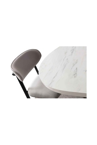 Parian Modern Yemek Masası 4 Sandalye Takım Mermer