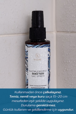K K-care Cosmetics Doğal Dalga Sağlayan ve Hacim Veren Deniz Tuzu Saç Spreyi 150 ML﻿﻿