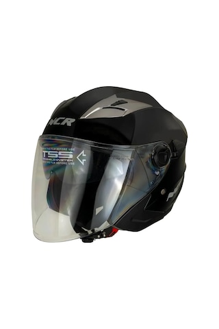 Jet Çenesiz Motosiklet Kaskı Parlak Siyah Parlak Siyah