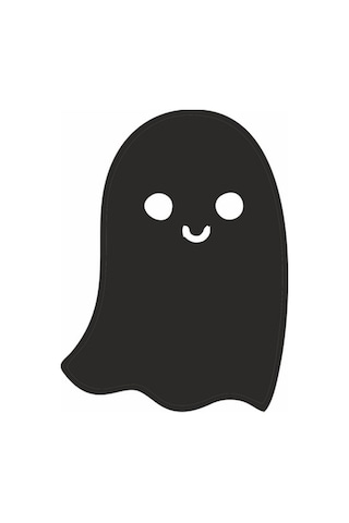 Sevimli Hayalet Araba Sticker Siyah 11x14 Cm