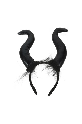Cadılar Bayramı Malefis Maleficent Boynuzlu Taç 120 Cm Yakalı Pelerin Halloween Kostüm Seti