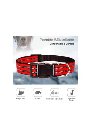 Geeroyoo Yansıtıcı Naylon Köpek Tasması - Ayarlanabilir Ve Rahat, Orta/büyük Boy Köpekler İçin Siyah