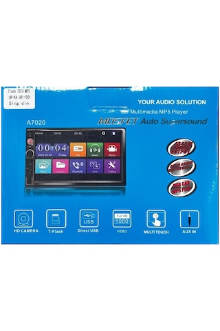 7" A7020 Oto Multimedya Mp5 Player Full Hd 1080p, Bluetooth, Usb, Aux, Tf Kart, Single Din