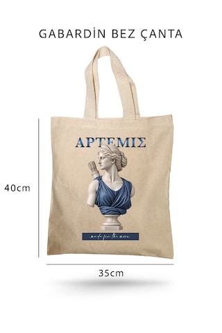 Lunora Collection Artemis Made For The Moon Baskılı Gabardin Bez Çanta.. Açık Krem