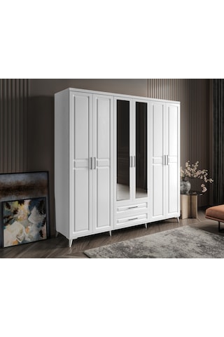 Gözde 6 Kapaklı Komple Mdf Beyaz Yatak Odası