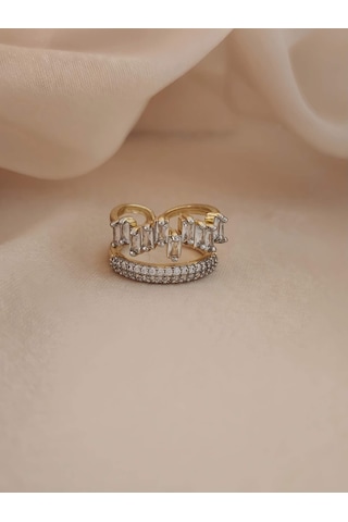 Baget Tektaş Prenses Model Eklem Kıkırdak Kemik Ayarlanabilir Altın Renkli Yüzük Gold