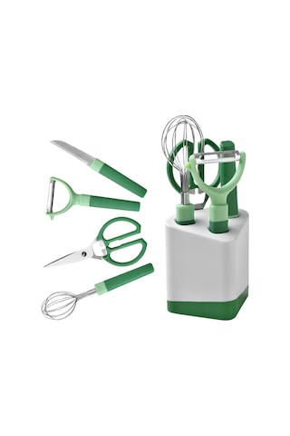 Jian Fan Modern Şık Tasarımlı 420 Paslanmaz Çelik Mutfak Araçları 5'li Set Yeşil Yeşil