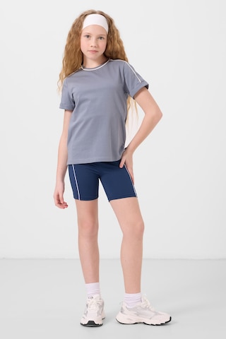 Koyu Mavi Pamuklu O Yaka Standart Fit Basic Kız Çocuk T-shirt - 75177 Koyu Mavi