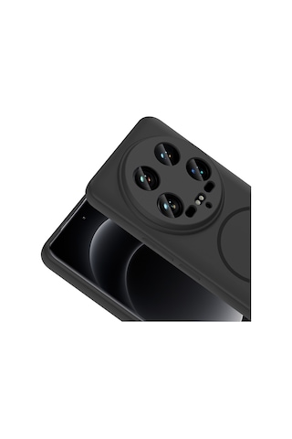 Vendas Xiaomi 14 Ultra Kılıf M-safe Şarj Özellikli Zore Meta Kapak + Polymer Nano Ekran Koruyucu Siyah