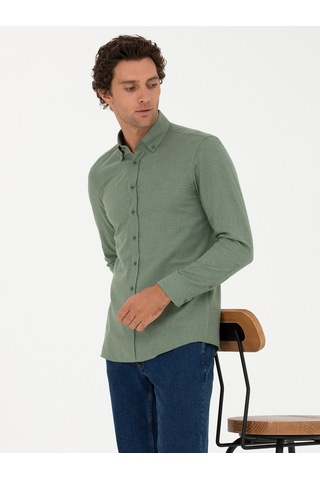 Cacharel Açık Yeşil Slim Fit Uzun Kollu Gömlek Acık Yesıl