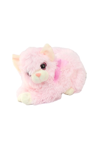 Miyavlayan Sesli Kedi Peluş Oyuncak 25 cm Pembe