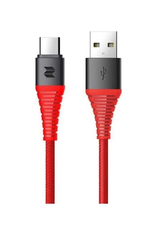 Rock Space Z10 Hi-tensile 120 Cm. 5v/3a Max. Type-c Şarj Ve Data Aktarım Kablosu Kırmızı