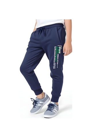 Panios Kids Urban Style Baskılı Beli Lastik Detaylı Jogger Eşofman Altı Lacivert