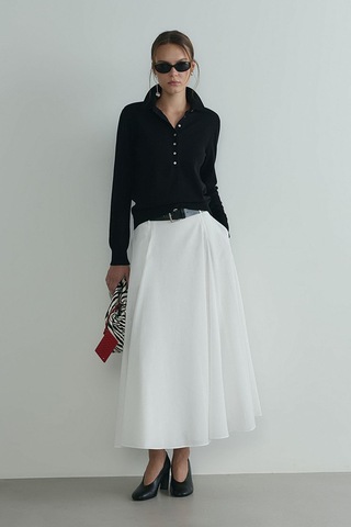 Suud Collection Siyah Carter Polo Yaka Triko Kazak