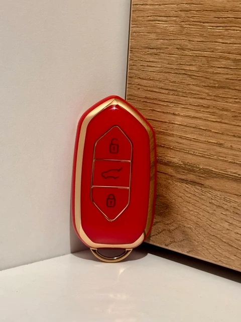 Amblemli Togg T10x-t10f Uyumlu Anahtar Kılıfı Kırmızı-altın