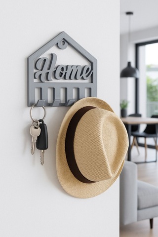 Oxyteez Dekoratif Anahtar Askılık Gri Renk Reçine Tasarım Ev Ve Ofis Dekorasyonu