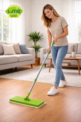 Best Tüm Bezlere Uyumlu Lime Tembel Mop Islak Mendillere Uyumlu Kendinden Mandallı Sıkıştırmalı Mop