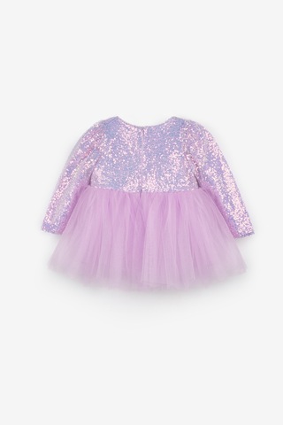 Le Mabelle Lila Pullu Uzun Kollu Kız Bebek Elbise - Berry Lila