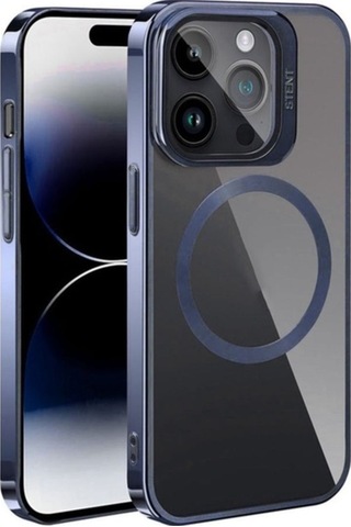 Apple Uyumlu iPhone 15 Pro Max Kılıf M-safe Şarj Özellikli Standlı Zore Klon Kapak Lacivert