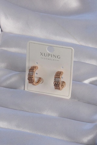 Xuping Rose Renk Zirkon Taşlı İşlemeli Halka Küpe 5886 Çok Renkli