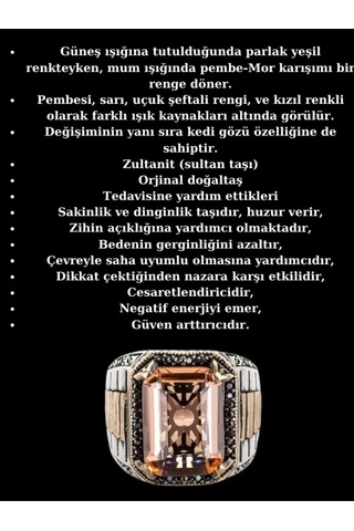 Gümüş Saat Kordon Model Sultanit Zultanite Taşlı Erkek Yüzük