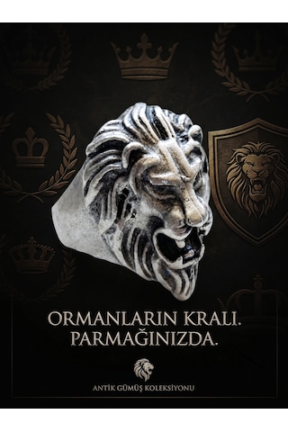 Aslan.gümüş.kaplama.yüzük.unisex