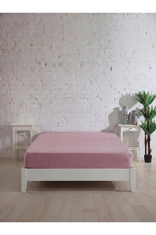 Battal Boy Pamuklu Lastikli Çarşaf, Ranforce Battal Boy Fitted Çarşaf 180x200+20 Cm Açık Pembe