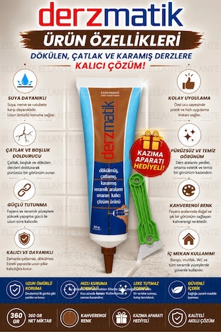 Kahverengi Derz Tamir Kremi 360 Gr Fayans Ve Seramik Derz Yenileyici Çatlak, Dökülen Ve Kararmış