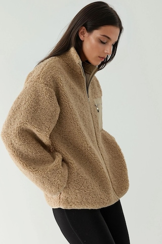 Hiccup Fermuarlı Yakalı Oversize Peluş Kaban Açık Gri