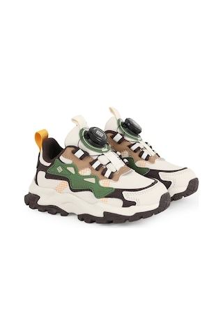 Pepino Çocuk Spor Ayakkabı Çevirmeli Döner Kilitli Mekanizma Kalın Tırtıklı Dişli Taban Outdoor Sneaker 2364 Krem-haki