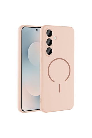 Zore Samsung Galaxy Uyumlu S25 Fe Kılıf M-safe Şarj Özellikli Omsy Meta Kapak - Rose Pembe